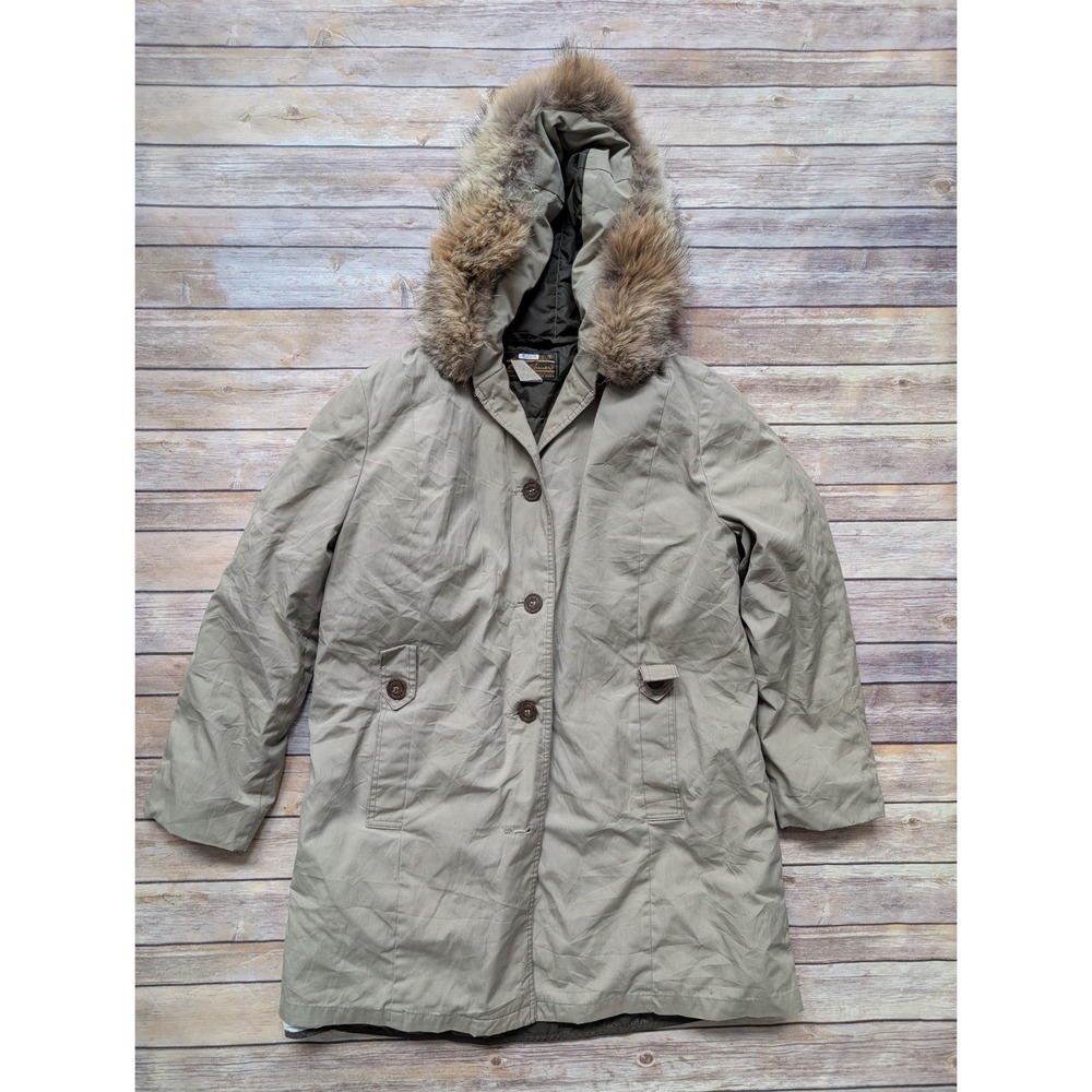 Vintage Eddie Bauer Goose Down Parka Womens 16 USA Expedition Fur Hood Coat